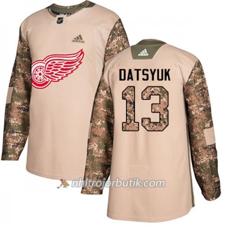 Män Ishockey Detroit Red Wings Tröja Pavel Datsyuk 13 Adidas 2017-2018 Camo Veterans Day Practice Authentic